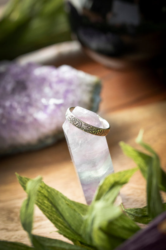 Floral Pattern Sterling Silver Stackable Ring