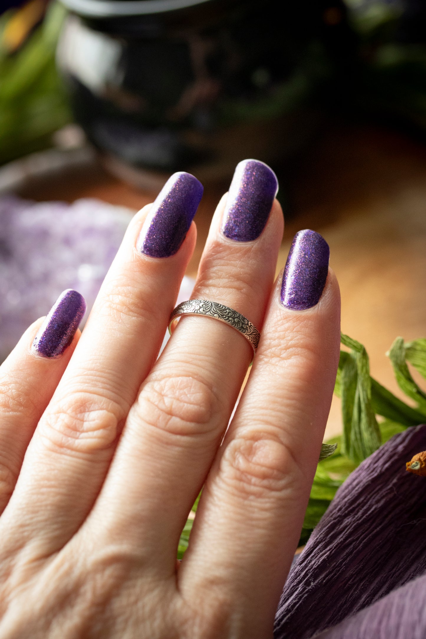 Floral Pattern Sterling Silver Stackable Ring