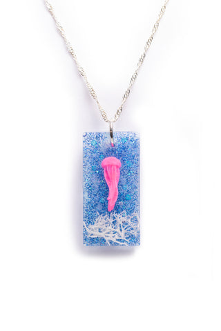 'Ocean Serenity 2' - Glowing Pink Jellyfish & Coral