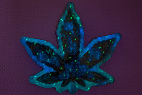 Sky High - Galaxy/Nebula Glow in the Dark Weed Leaf Ashtray/Jewelry Tray