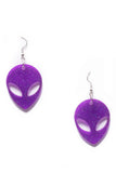'Intergalactic High' Glowing Purple Alien Earrings