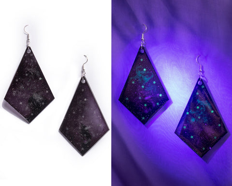 'Cosmic Vibes' Space/Nebula Diamond-Shaped Earrings - Large